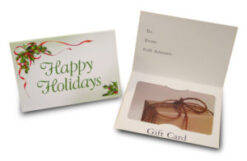 Gift Card Holder - Happy Holidays Ribbon & Holly (100 Pack)