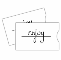 Gift Card Sleeve – White Script Enjoy (100 pack)