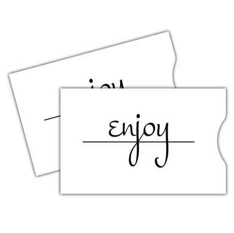 Gift Card Sleeve – White Script Enjoy (100 pack)