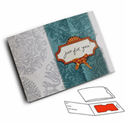 Gift Card Holder - Teal Damask, Side Fold (100 Pack)