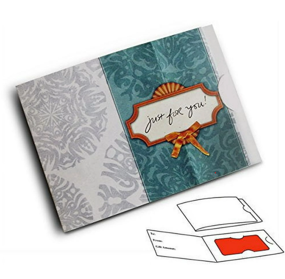 Gift Card Holder - Teal Damask, Side Fold (100 Pack)