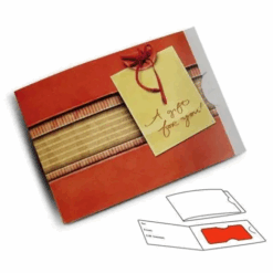 Gift Card Holder - Red Striped Fabric, Side Fold (100 Pack)